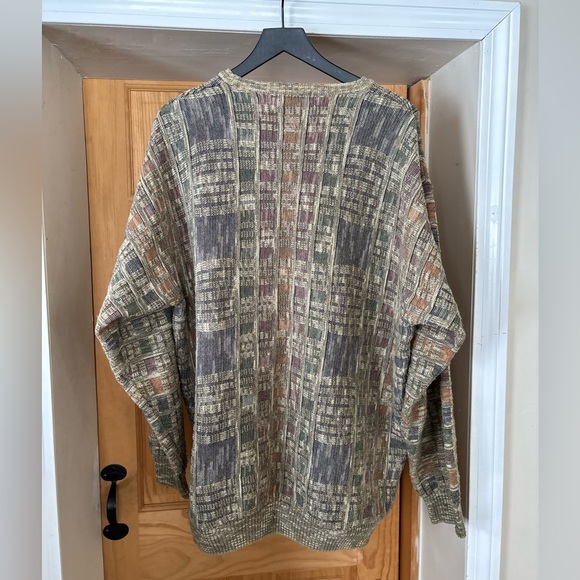 VTG Iconic Cotton Traders Mens Coogi Style 90’s Textured Multicolored Sweater,XL - Picture 2 of 16